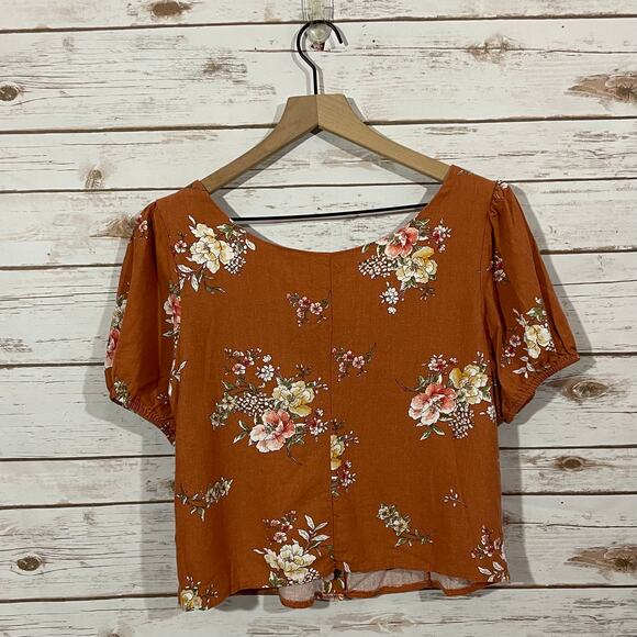 Alice Blue Floral Button Front Top - Rust - Large - Picture 10 of 10